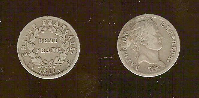Half franc Napoleon 1811B VF+